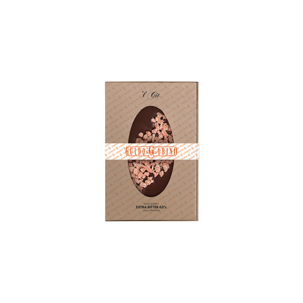 L’Cit Bar 63% Dark Chocolate with Dehydrated Strawberry 150g - Guido Gobino
