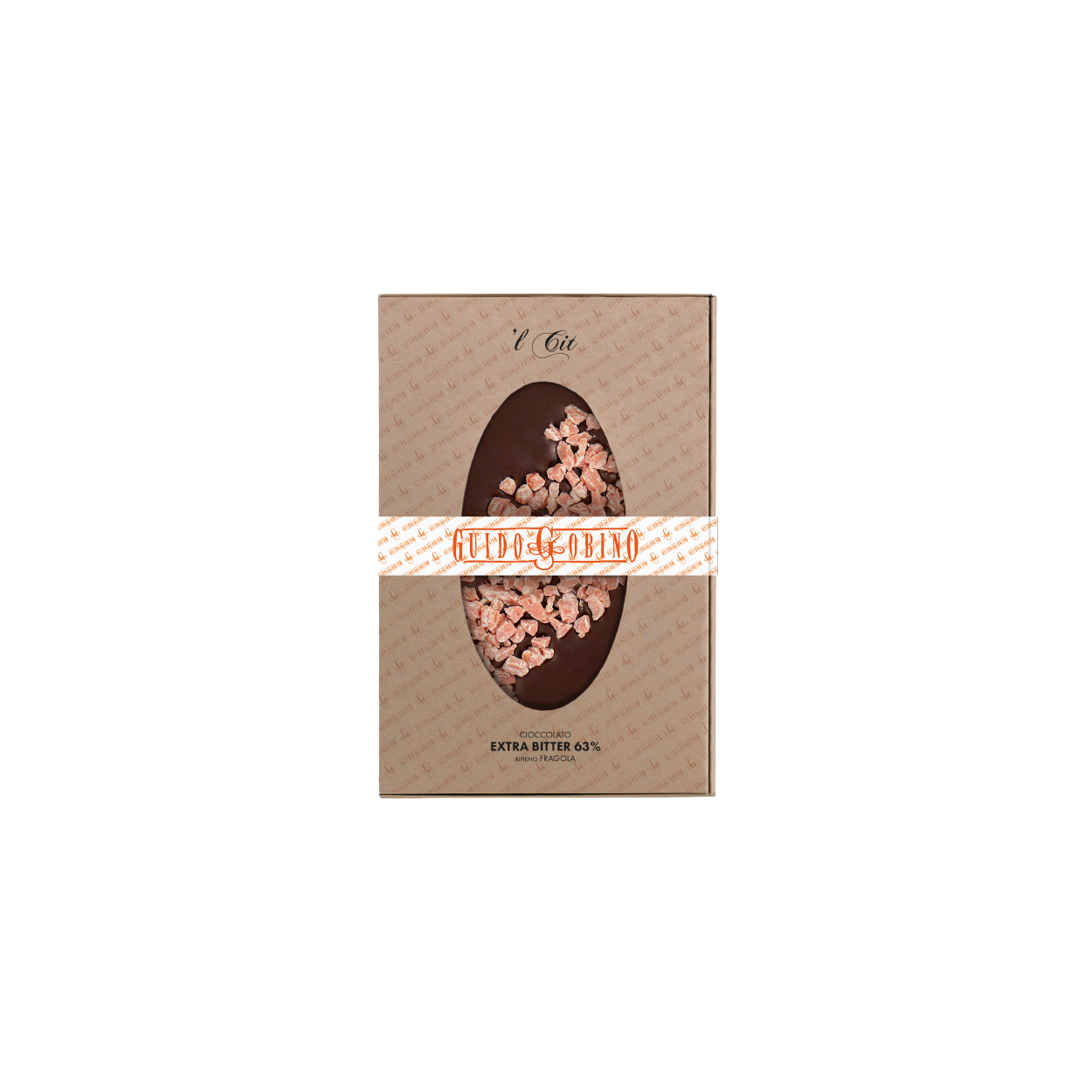 L’Cit Bar 63% Dark Chocolate with Dehydrated Strawberry 150g - Guido Gobino