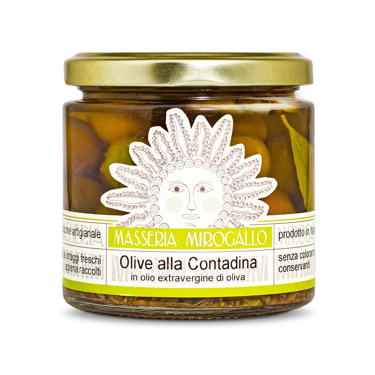 Olives in Extra Virgin Olive Oil Contadina Style 215g - Masseria Mirogallo