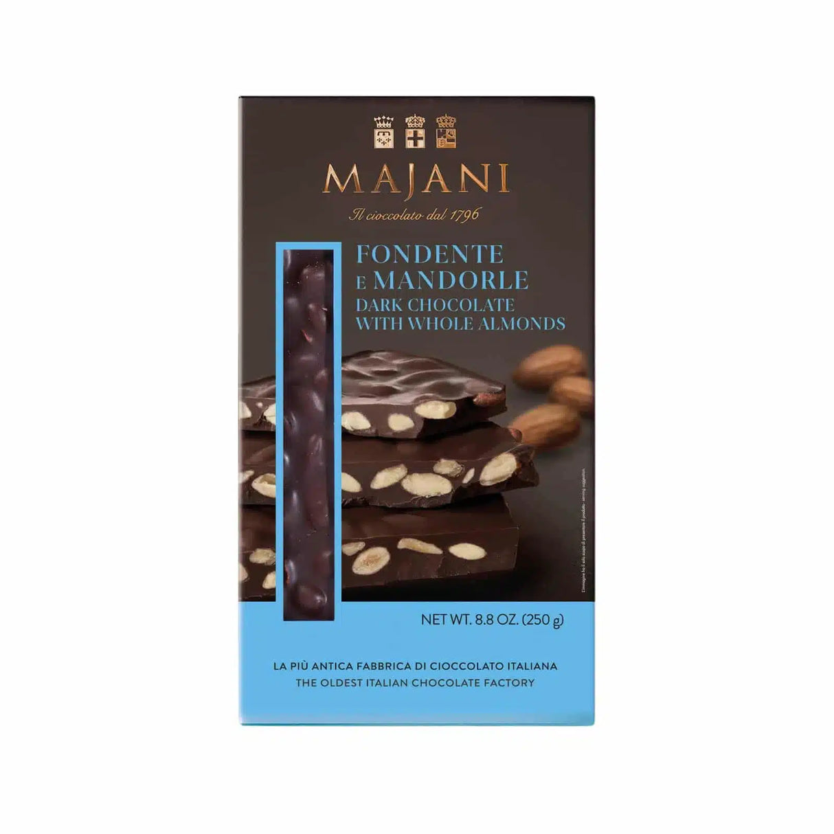 Dark Chocolate with Whole Almonds 250g - Majani