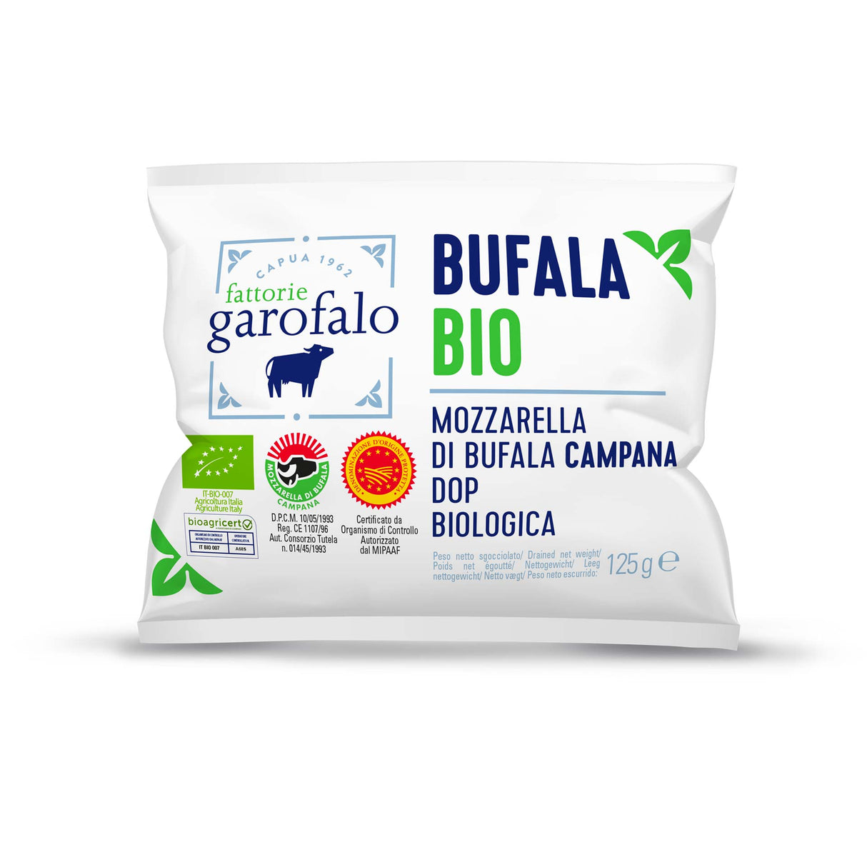 Organic buffalo mozzarella 125g - Fattorie Garofalo Fattorie Garofalo - Mozzarella 125g @Mercato Gourmet | Your Italian Gourmet Supermarket