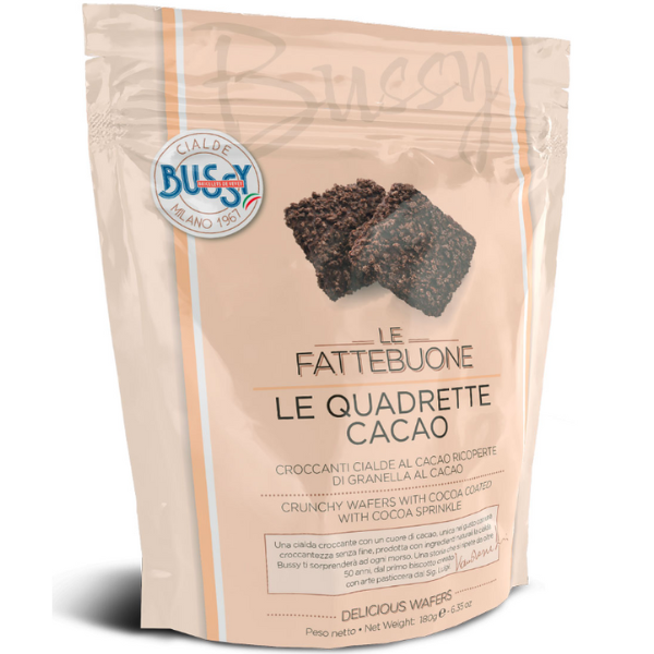 Cocoa Wafers coated with Cocoa Sprinkles 180g - Bussy Bussy - Wafer @Mercato Gourmet | Your Italian Gourmet Supermarket