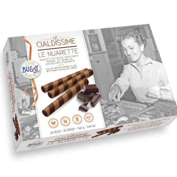 Rolled Wafer Straws Filled with Dark Chocolate Cream 160g - Bussy Mercato Gourmet - Confectionery @Mercato Gourmet | Your Italian Gourmet Supermarket