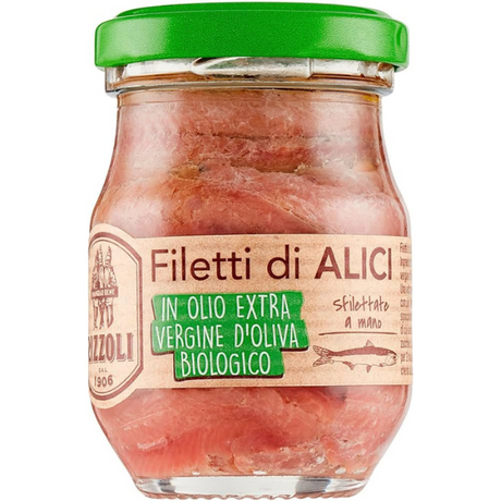 Anchovy Fillets in Organic Extra Virgin Olive Oil 90g - Rizzoli Rizzoli - Packaged Seafood 90g @Mercato Gourmet | Your Italian Gourmet Supermarket