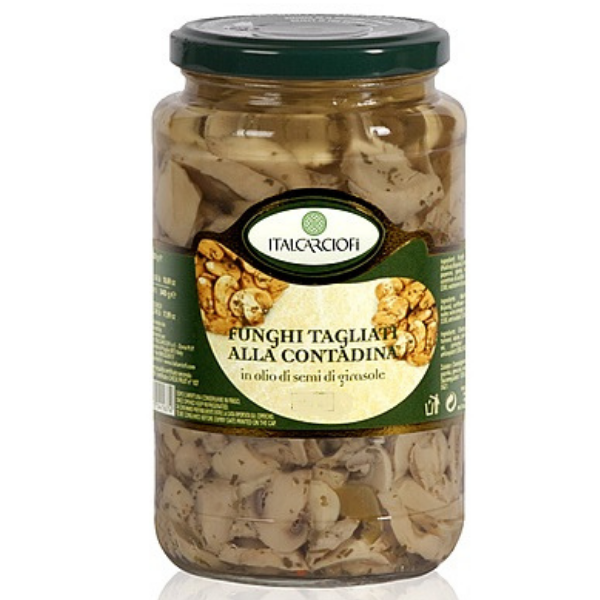 Sliced Champignon Mushroom Contadina in Sundflower Oil - Italcarciofi Mercato Gourmet - Preserved Vegetables @Mercato Gourmet | Your Italian Gourmet Supermarket