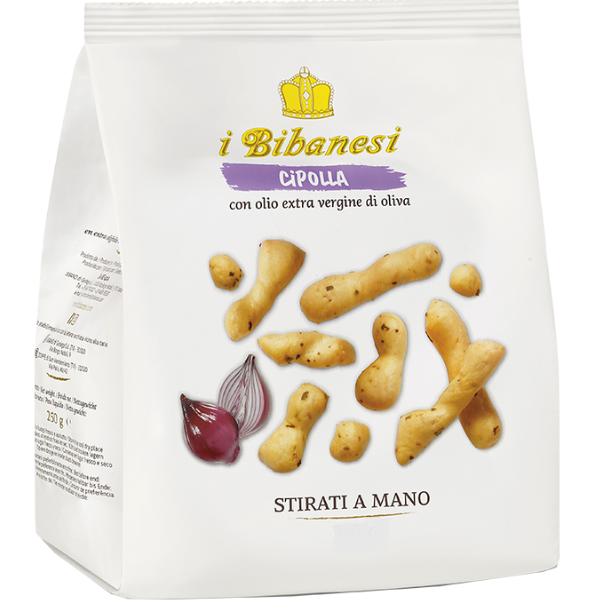 Hand Stretched Breadstick Onion Flavoured Bibanesi 100g Bibanesi - Snacks @Mercato Gourmet | Your Italian Gourmet Supermarket