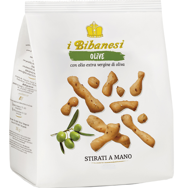 Hand Stretched Breadstick Olive Flavoured 250g - Bibanesi Bibanesi - Snacks 250g @Mercato Gourmet | Your Italian Gourmet Supermarket