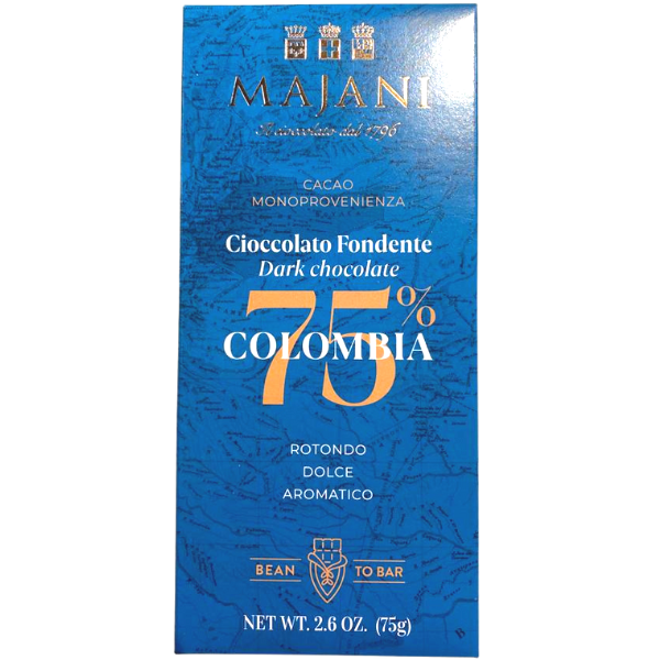 Gluten Free Extra Dark Chocolate Bar Colombia 75% - Majani Majani - Chocolate @Mercato Gourmet | Your Italian Gourmet Supermarket