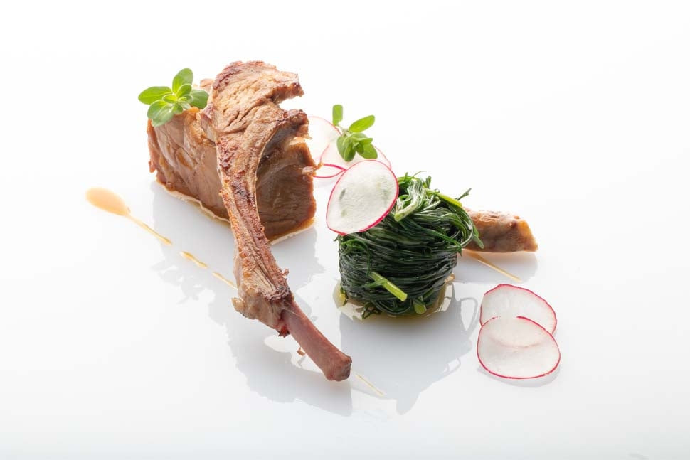 Grilled Lamb Chops with Sautéed Agretti (Monk’s Beard)