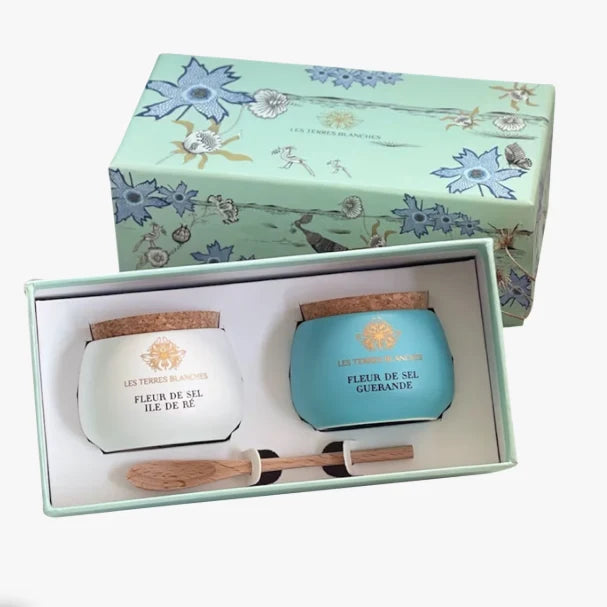 Gift Box Sea Salt Flakes From Ile de Ré 50g & From Guérande 50g- Les Terres Blanches