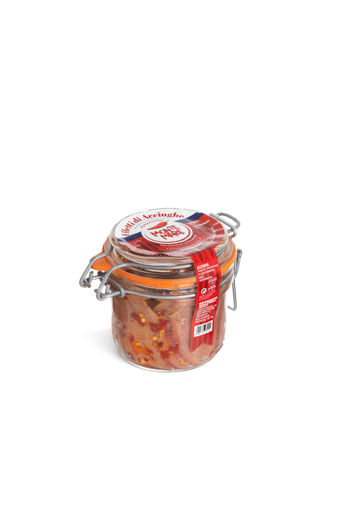 Anchovy Fillets in Sunflower Oil with Hot Pepper 120g - Montemare