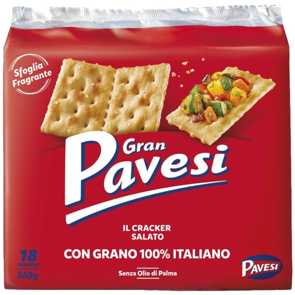 Salted Crackers (Topped with Salt Grains) 560g - Pavesi Pavesi - Snacks 560g @Mercato Gourmet | Your Italian Gourmet Supermarket