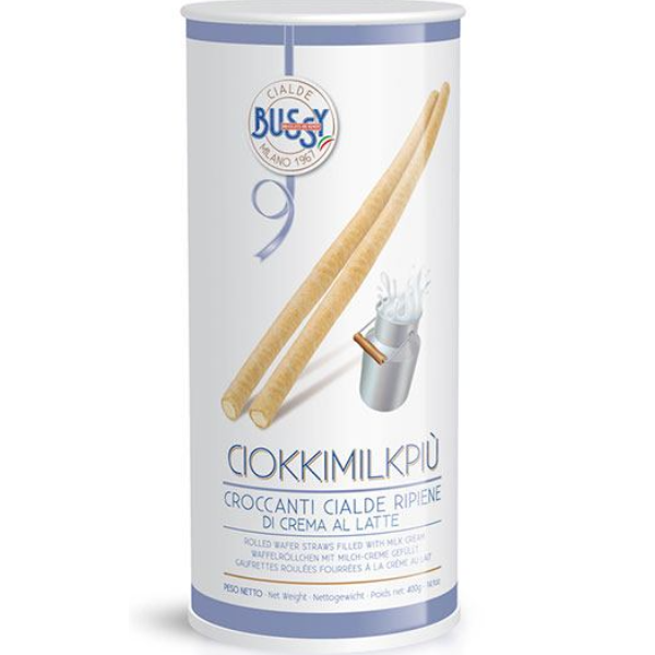 Rolled Wafer Straws Filled with Milk Cream 400g - Bussy
