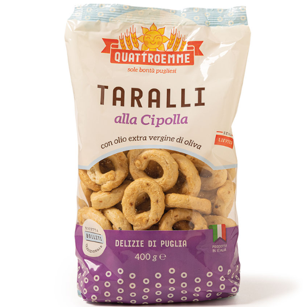 Onion Taralli 400g - Quattroemme QUATTROEMME - Snacks @Mercato Gourmet | Your Italian Gourmet Supermarket
