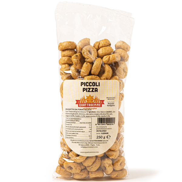 Pizza Flavoured Piccoli (Small Taralli) 250g - Quattroemme QUATTROEMME - Snacks @Mercato Gourmet | Your Italian Gourmet Supermarket