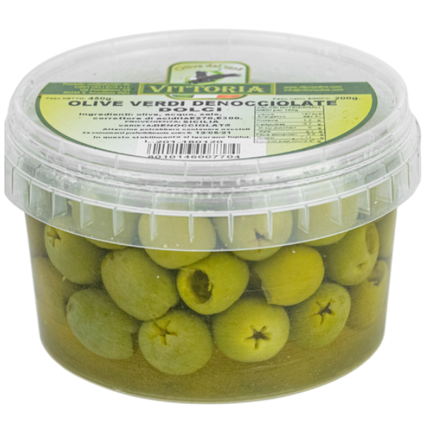 Pitted Green Dolci Olives 200g - Vittoria