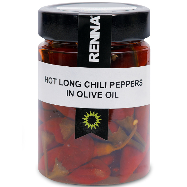 Hot Long Chilli Peppers in Olive Oil 300g - Renna