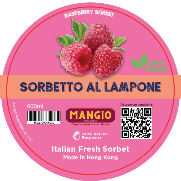 Homemade Raspberry Sorbet 600ml - Mangio Mangio - Gelato & Sorbet @Mercato Gourmet | Your Italian Gourmet Supermarket