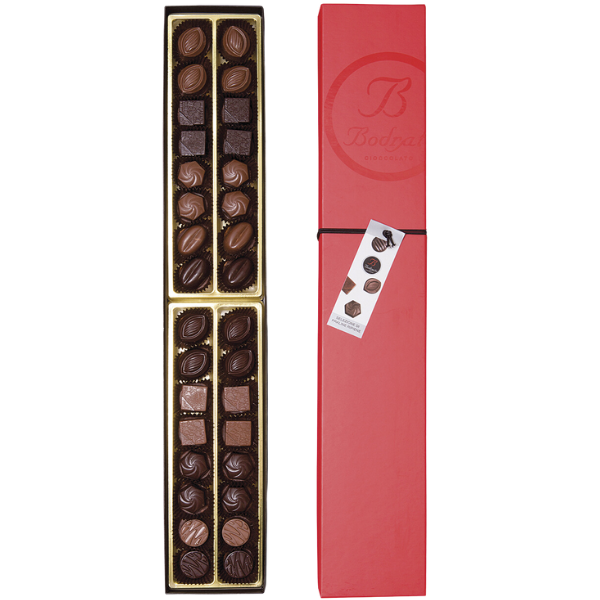Assorted Chocolate Pralines 32 pcs in Red Gift Box 320g - Bodrato Mercato Gourmet - Confectionery @Mercato Gourmet | Your Italian Gourmet Supermarket