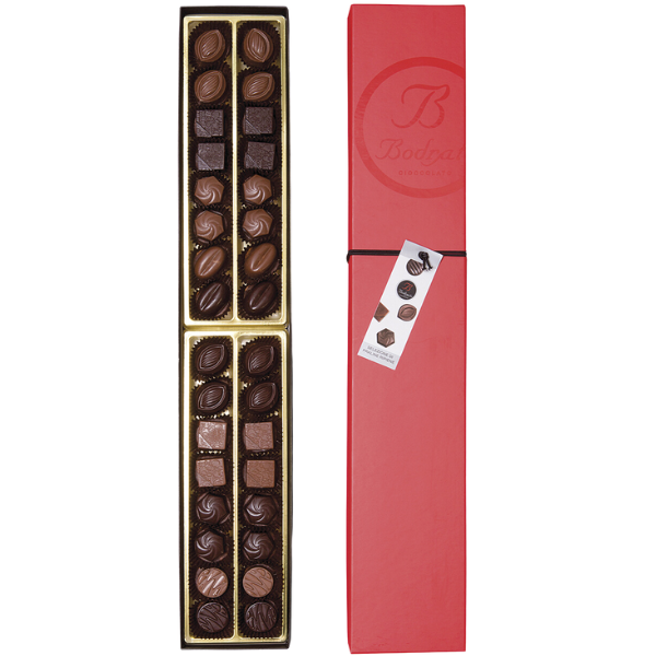 Assorted Chocolate Pralines 32 pcs in Red Gift Box 320g - Bodrato