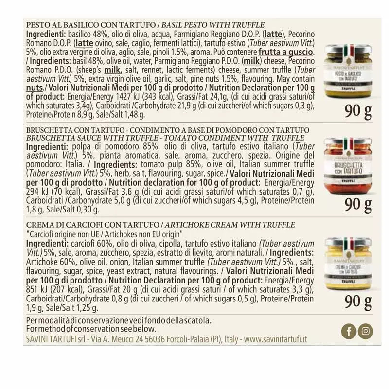 Truffle Spreads Gift Set 90g x 3 - Savini Tartufi