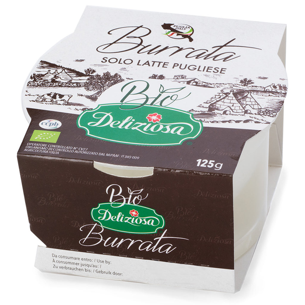 Organic Burrata Solo Latte Pugliese 125g - Deliziosa