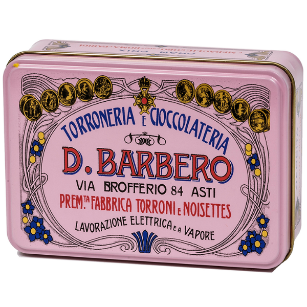 White Crumbly Torroncini in Metal Box - D. Barbero