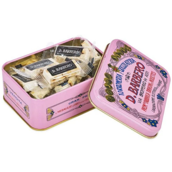 White Crumbly Torroncini in Metal Box - D. Barbero Davide Barbero - Confectionery @Mercato Gourmet | Your Italian Gourmet Supermarket