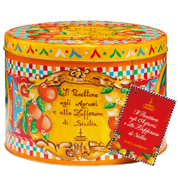 Fiasconaro X Dolce & Gabbana Panettone with Fresh Candied Fruits, Mandarin purée and Saffron 1kg Fiasconaro - Panettone @Mercato Gourmet | Your Italian Gourmet Supermarket