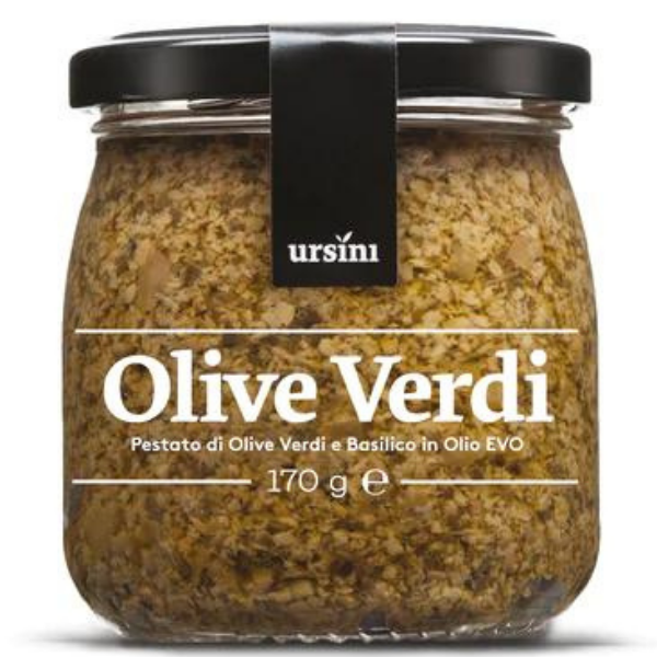 Crsuhed Green Olives & Basil - Ursini