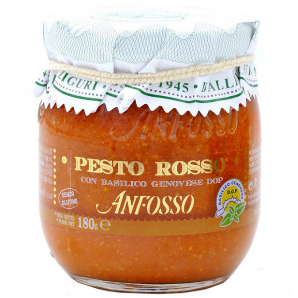 Red Pesto with Tomato & Genovese Basil DOP in Extra Virgin Olive Oil - Anfosso