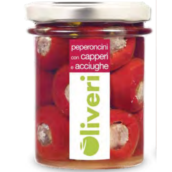Red Peppers Stuffed with Capers & Anchovy - Oliveri Piemonte