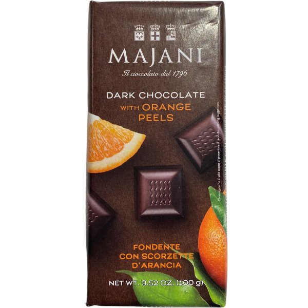Gluten Free Dark Chocolate with Candied Orange Peels - Majani