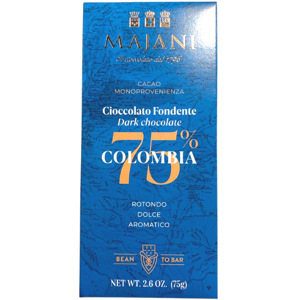 Gluten Free Extra Dark Chocolate Bar Colombia 75% - Majani