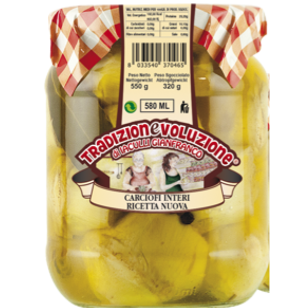 Whole Artichokes with Pepper and Bay Leaves 580ml - Tradizionevoluzione