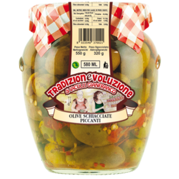 Olives with Crushed Red Pepper 580ml - Tradizionevoluzione